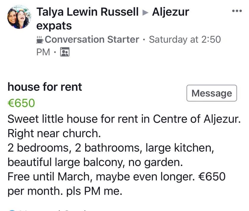 House for rent in Aljezur: