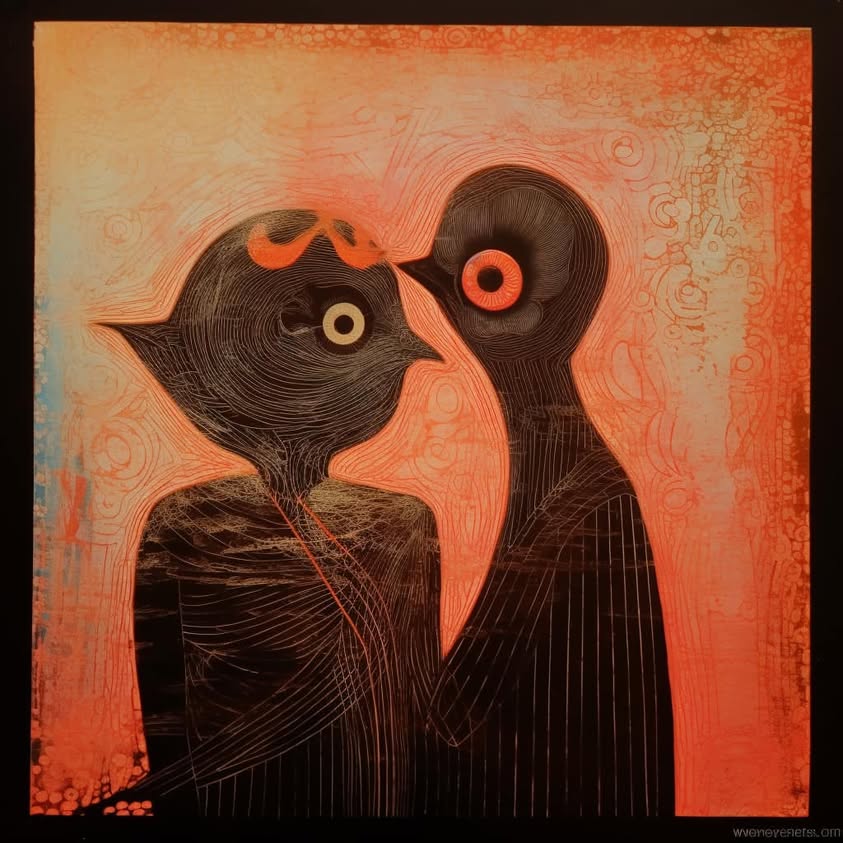 Love birds. “I heard a bird sing in the dark…