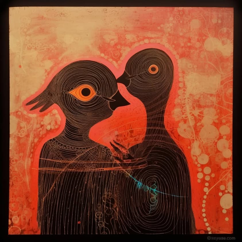 Love birds. “I heard a bird sing in the dark…
