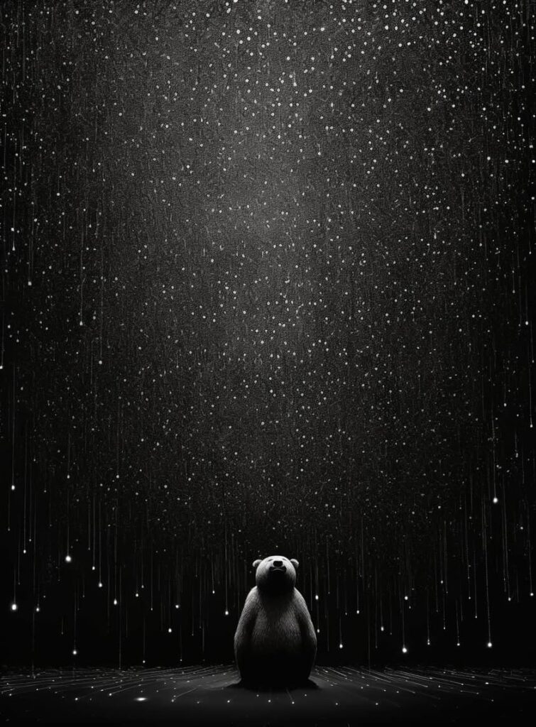 MJ Prompt: black and white drawing of an in a…