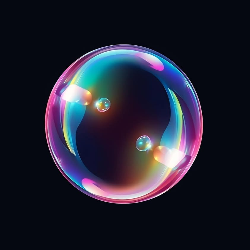 Prompt: **soap holographic bubble, black background –style raw**