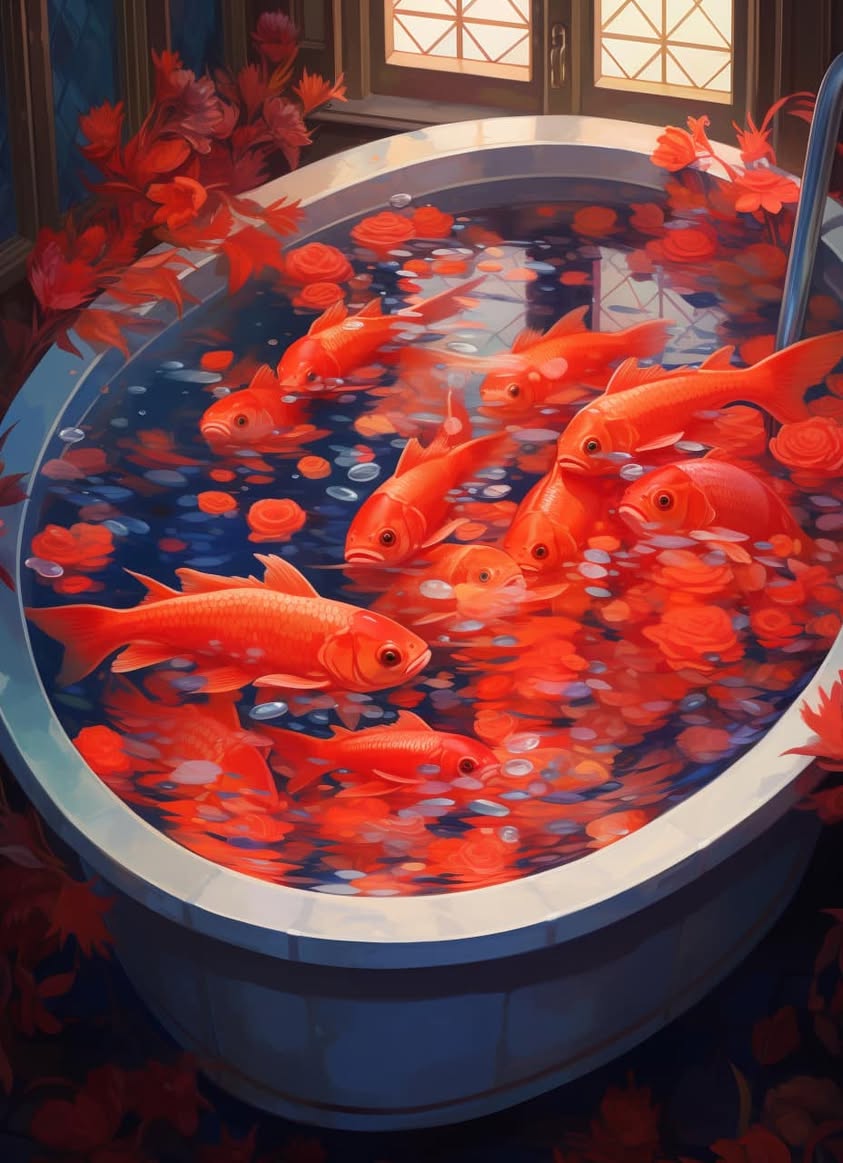 Keep having dreams about fish [Prompt base tokens: painting of…