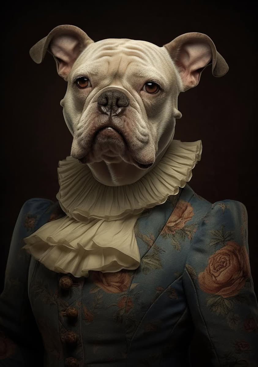 Prompt **a bulldog posing like a mona lisa, 16K UHD,…