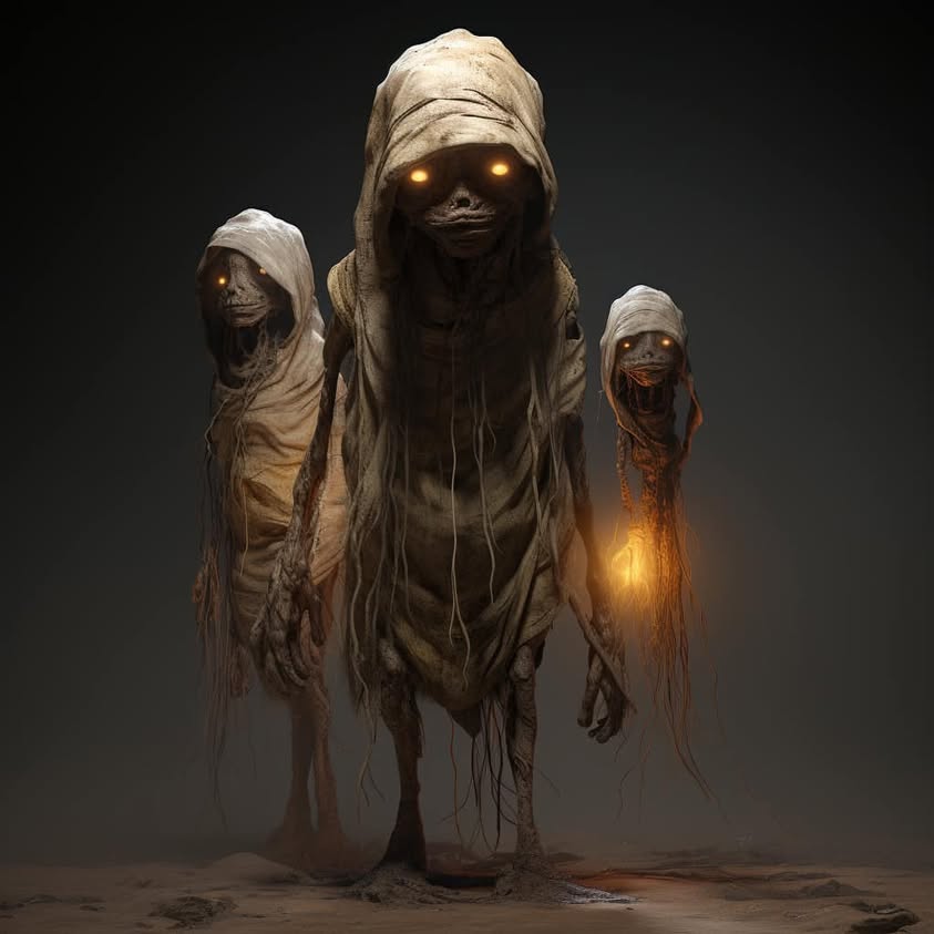 Midjourney prompt: **Wimmelbilder illustration of errie burlap sack creatures, renaissance…