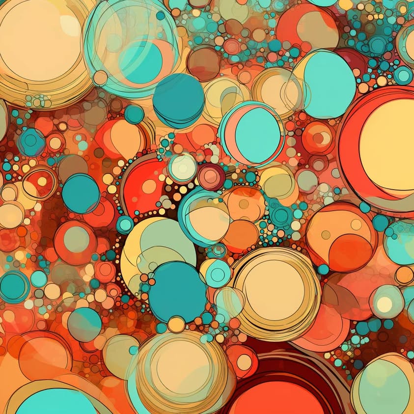 Prompt: **random circles pattern, punk, mucha –style raw**