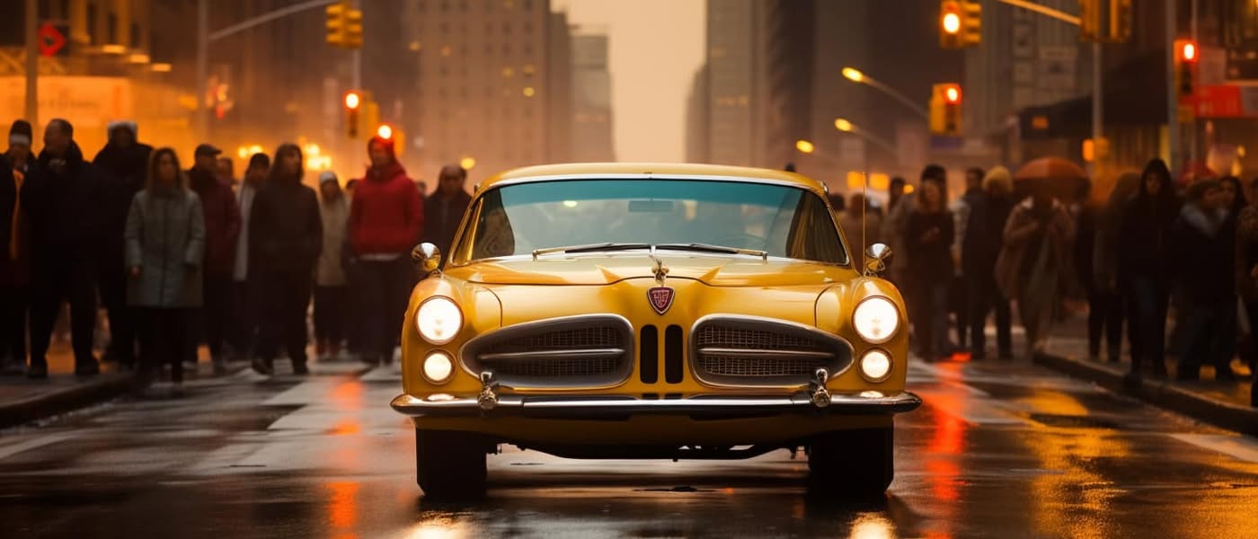 Prompt: **pontiac trans in the middle of a blurred people…