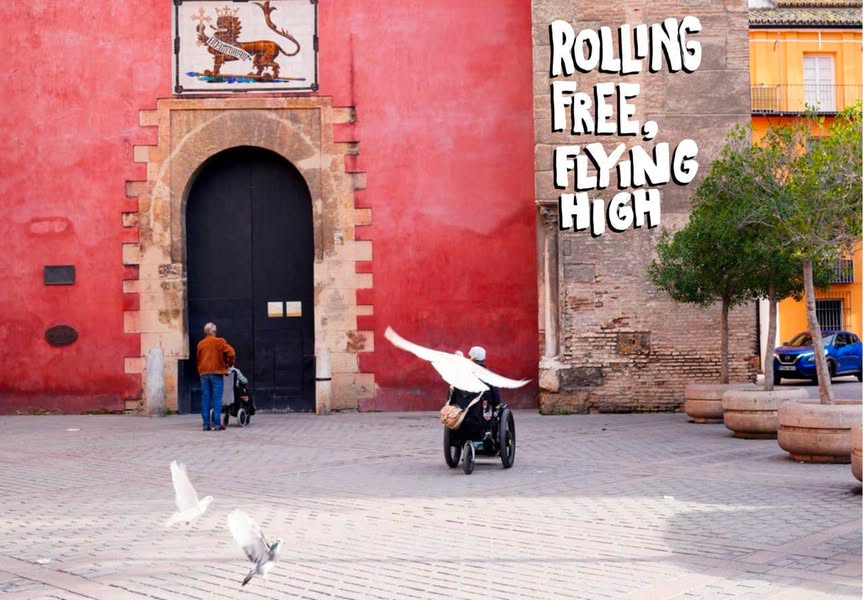 Spreading my wings in Seville, Spain. Borrowed them from a…