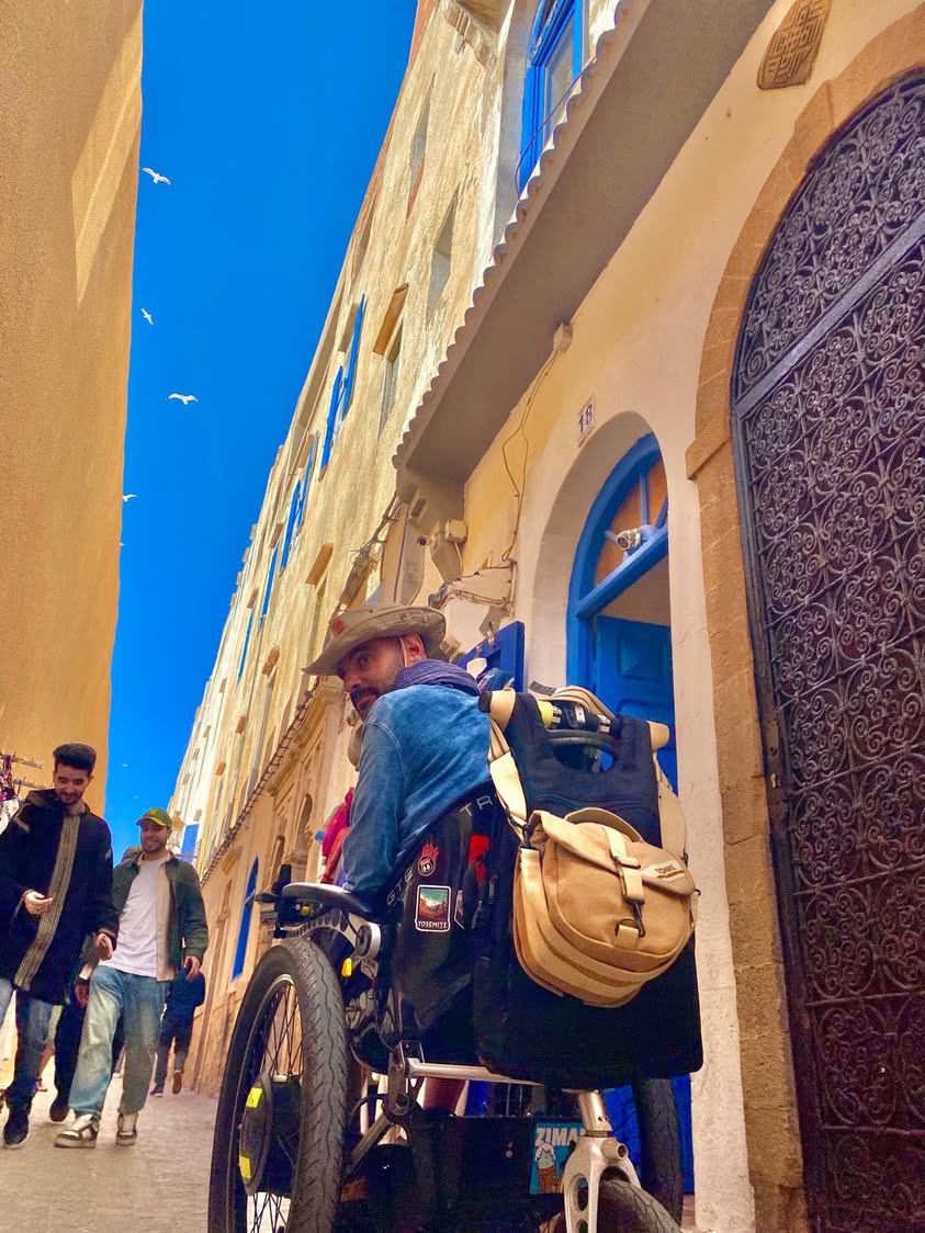 Then something breaks the loop A blue door. Wheels hitting…