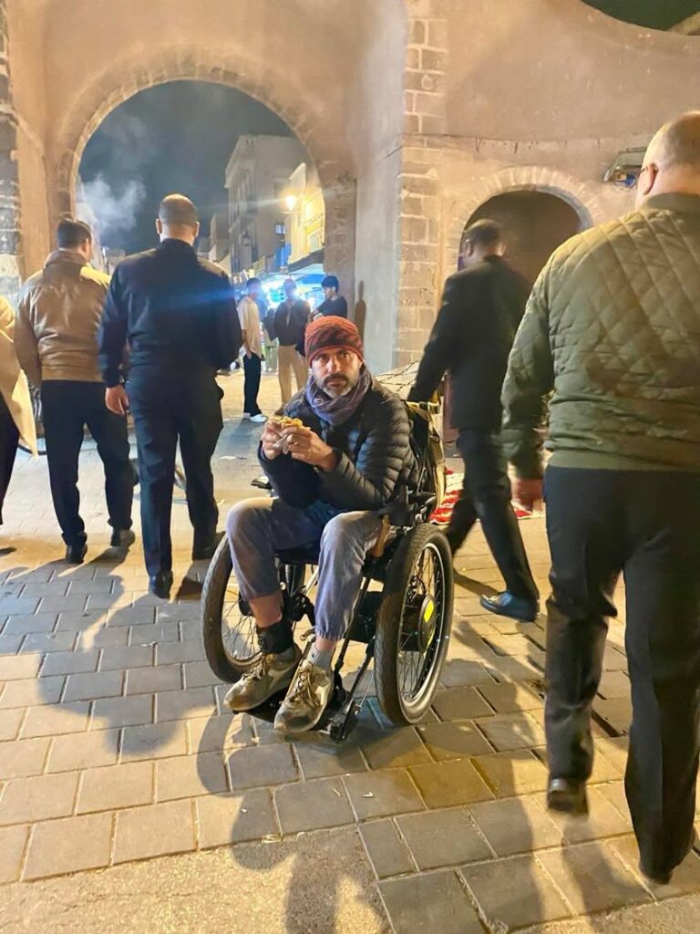 I was just eating. But in a wheelchair, that’s never…